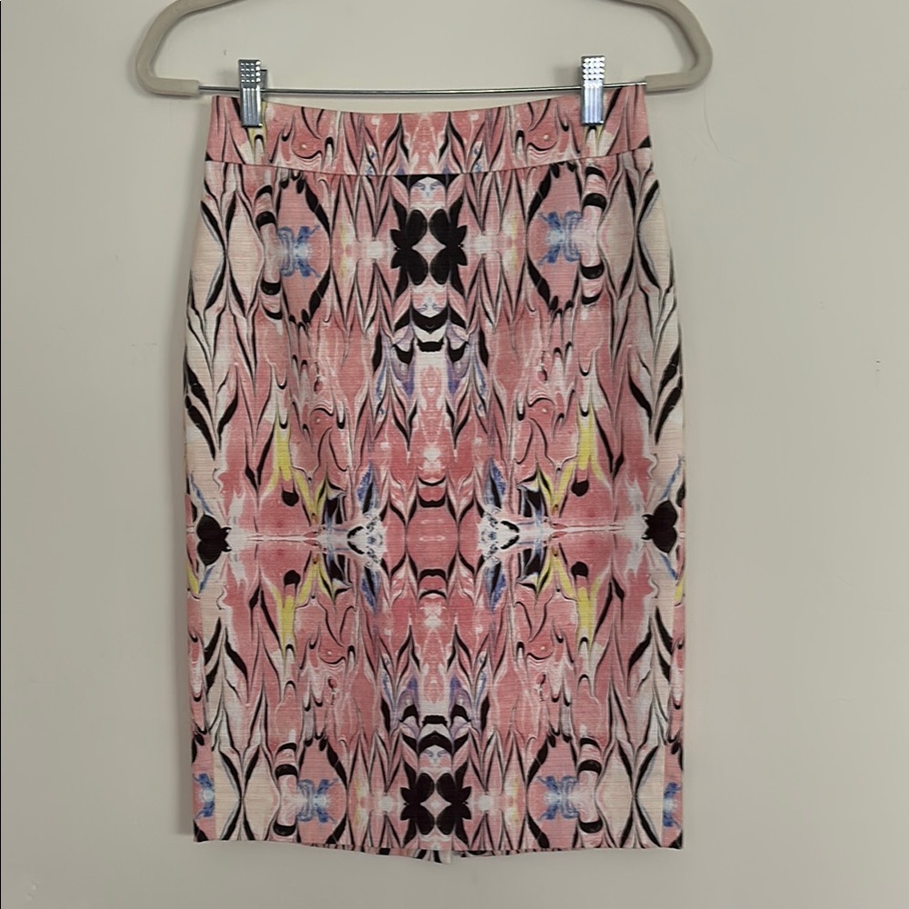 J. Crew Pink and Black Pencil Skirt Knee-Length